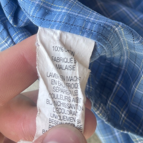 LL Bean Blue Plaid Traditional Fit Short Sleeve Button Up Shirt Men’s XL - Picture 5 of 5